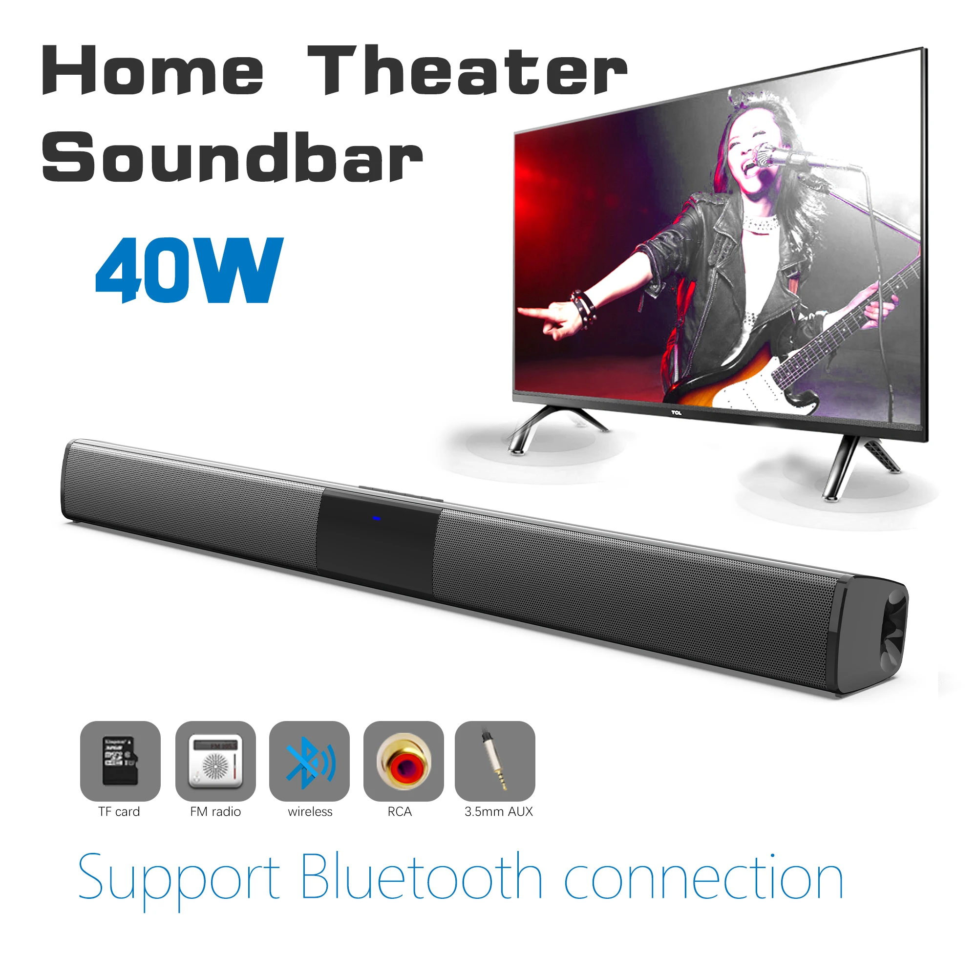 Home Cinema Subwoofer - 40W High Power Soundbar for TV