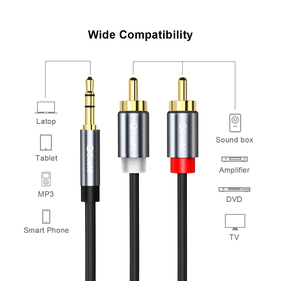 QGeeM RCA Cable 2RCA to 3.5 Au - Home Cinema Idea review and price