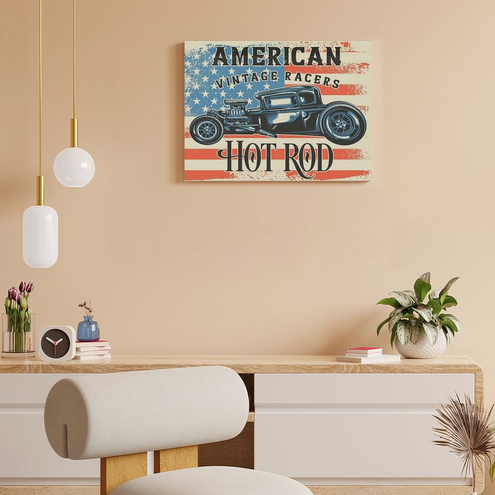 American Hot Rod Canvas Painti - Home Cinema Wall Design review and price