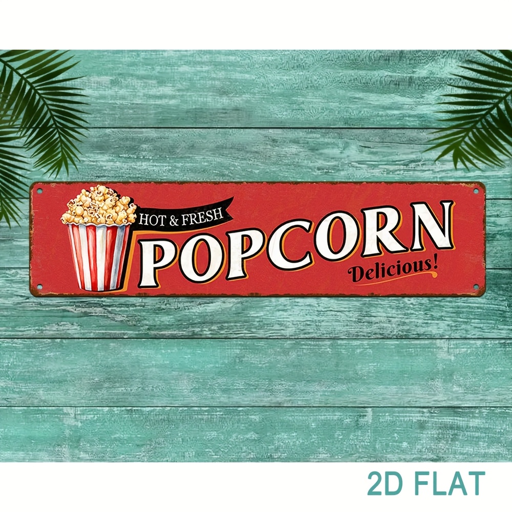 Vintage Aluminum Popcorn Sign  - Home Cinema Wall Design review and price