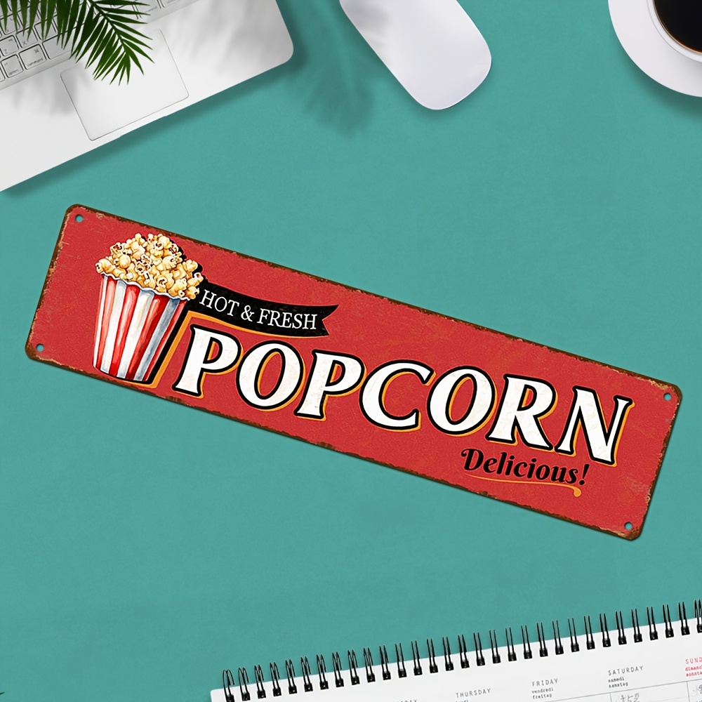 Vintage Aluminum Popcorn Sign  - Home Cinema Wall Design review and price