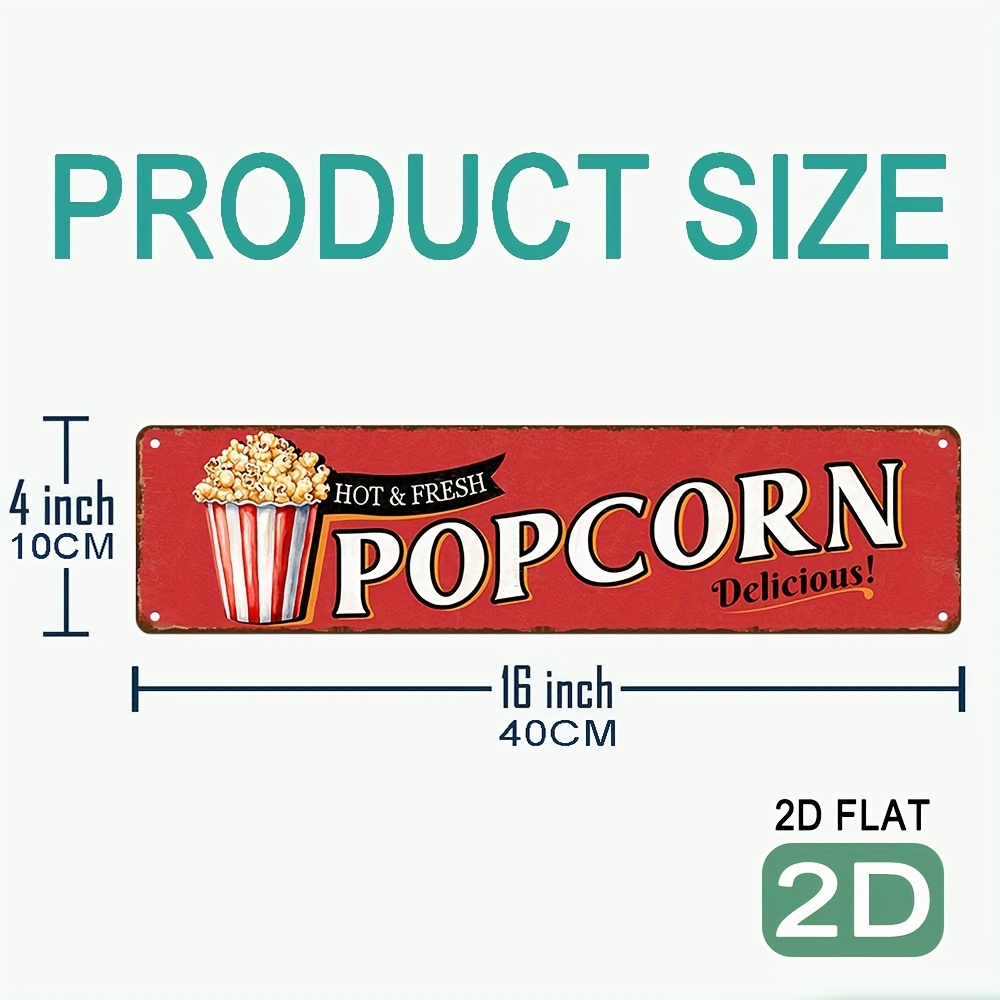 Vintage Aluminum Popcorn Sign  - Home Cinema Wall Design review and price