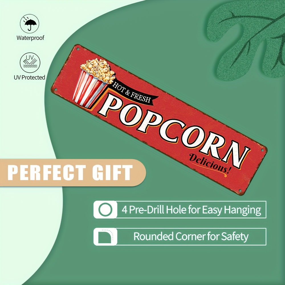 Vintage Aluminum Popcorn Sign  - Home Cinema Wall Design review and price