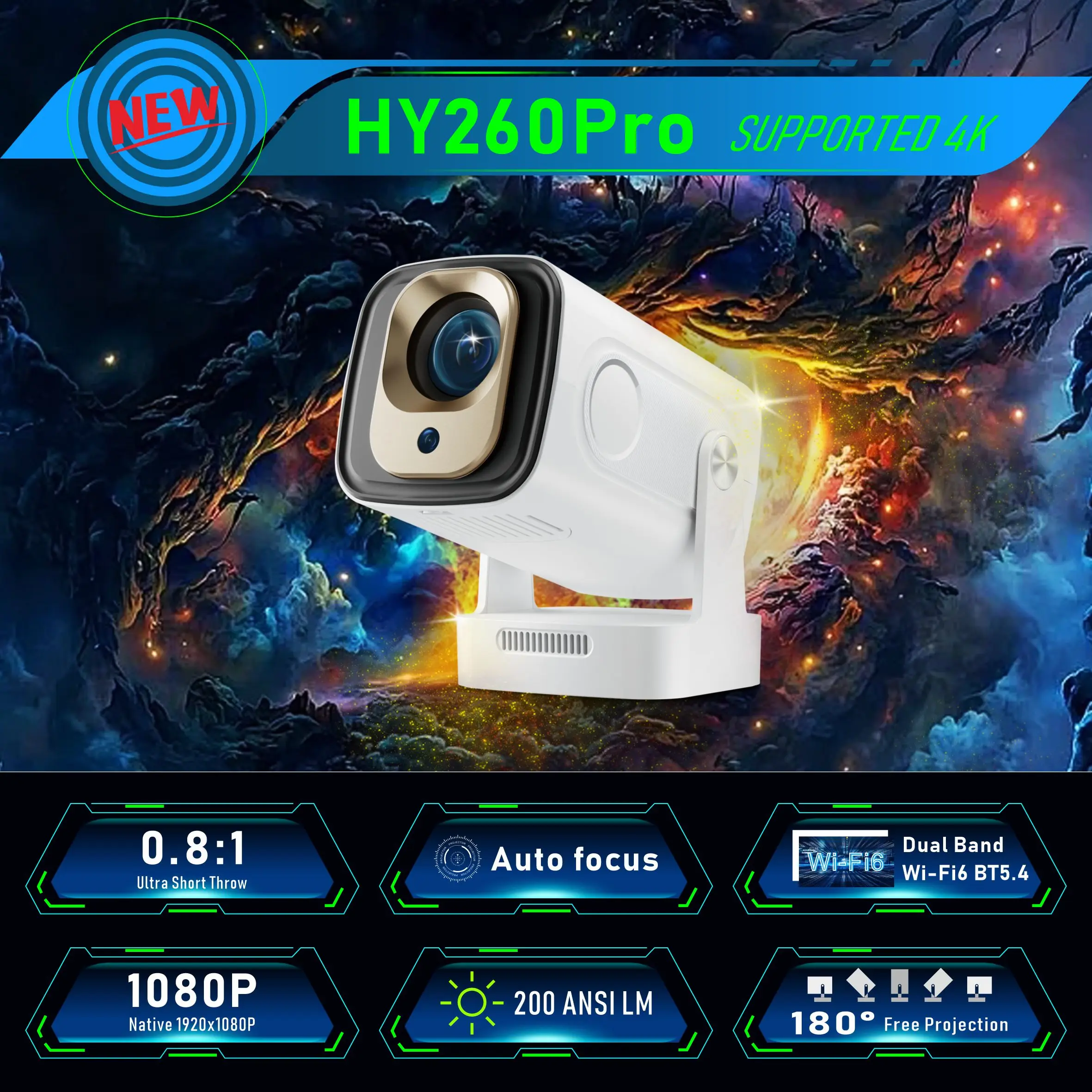 HY260Pro Smart Projector Suppe - Home Cinema Quad review and price