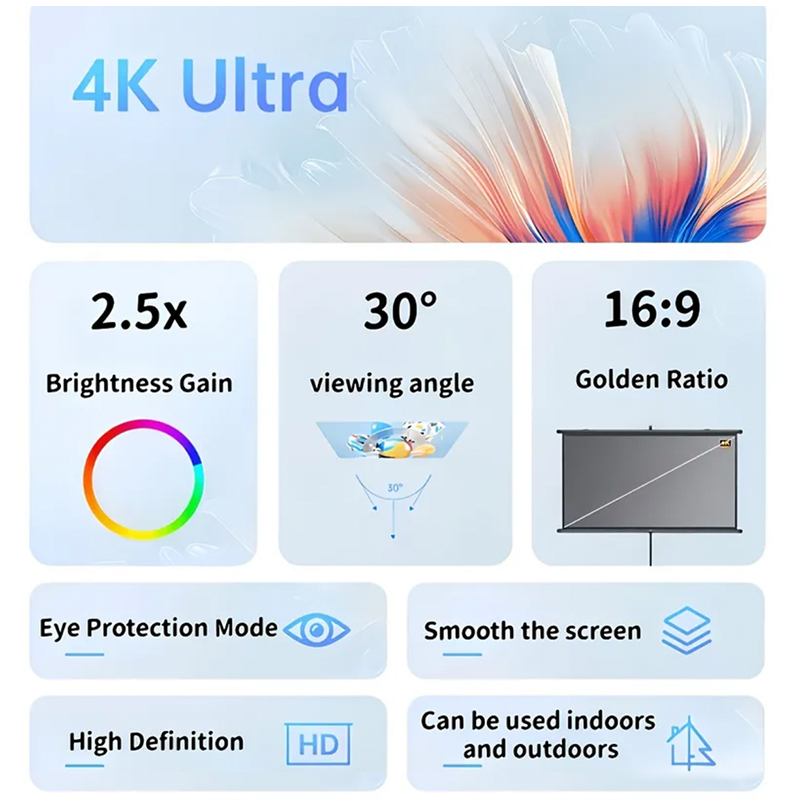150 Inch 16:9 Anti-Light Proje - Home Cinema Projector Screen review and price